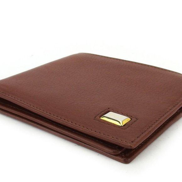 Salvatore Ferragamo bi-fold wallet logo plate leather Auth used T18576